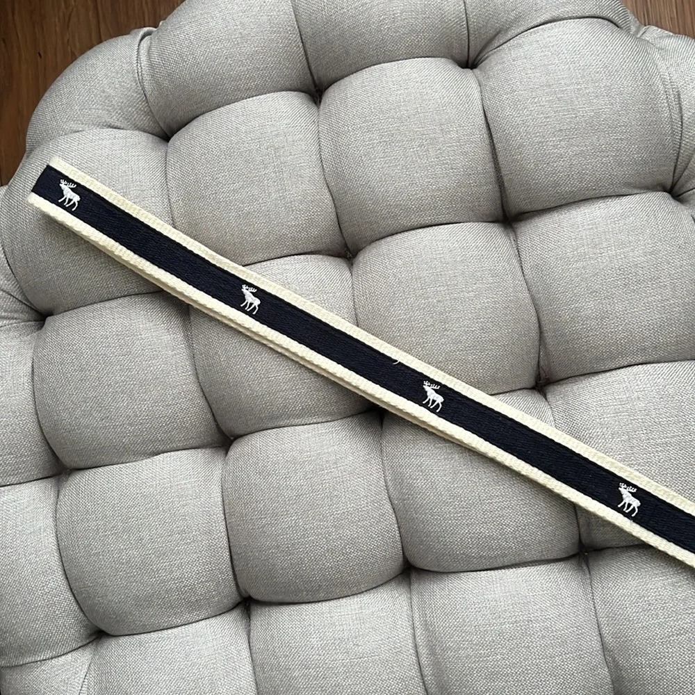 Abercrombie Kids Navy Blue and Cream Moose Logo Belt